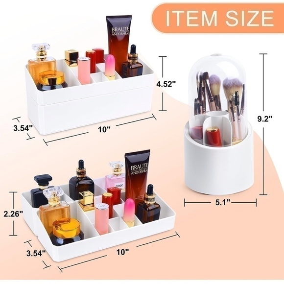 NEW Plastic Vanity Makeup Organizer Desk Cosmetic Storage Stackable Bathroom - Picture 3 of 8